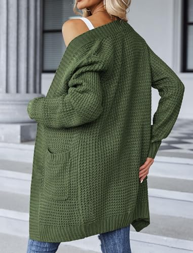 Image of Zeagoo Women's 2025 Fall Open Front Cardigan Long Batwing Sleeve Chunky Knit Sweater Loose Outerwear Coats with Pockets