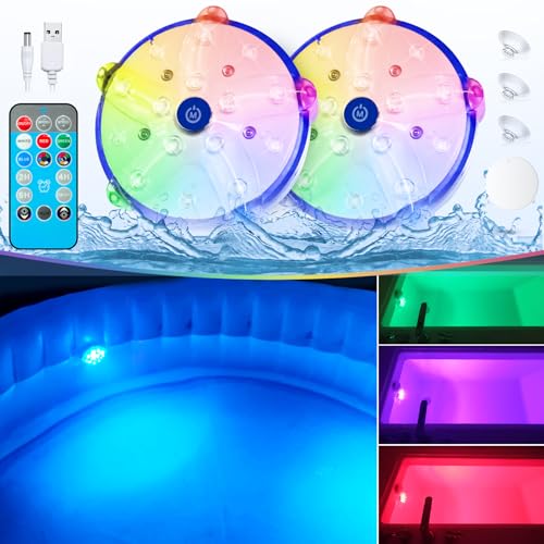 PoolLeader Éclairage Piscine Submersible LED avec Télécommande, Éclairage Baignoire Changement de Couleur Rechargeables, Lumière Submersible avec Aimant |...