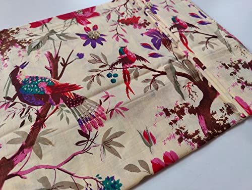 Image of Floral Printed Cotton Fabric Cloth Hand Block Print Fabric Women Material Running Jaipuri Hand Block Printed Women Dress Material Kurtis Natural 44 inch Inches Width 2.5 Meter (Pattern 30)