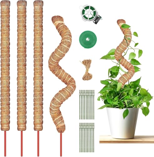 JOLIGAEA 4 Piezas Tutores para Plantas Trepadoras, 70 CM Fibra de Coco Soporte para Plantas, Palo de Musgo para Plantas, Soporte para Enredaderas Plantas Escaladoras Interior al Aire Libre