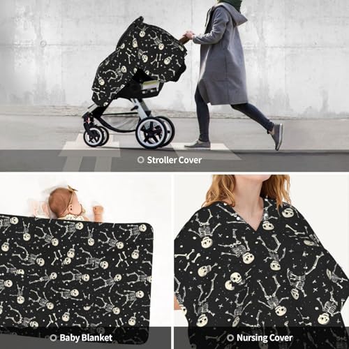 Housse de siège auto bébé crâne : protection douce et canopy d'allaitement multi-usage - 6