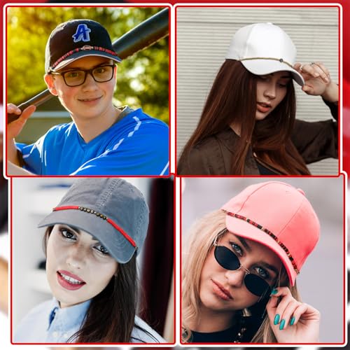 Image of Geyoga 9 Pcs Trucker Hat Chains Trucker Hat Charms Women Man Bill Decoration Detachable DIY Metal Chain for Mesh Baseball Cap(Black Red,Game Day)