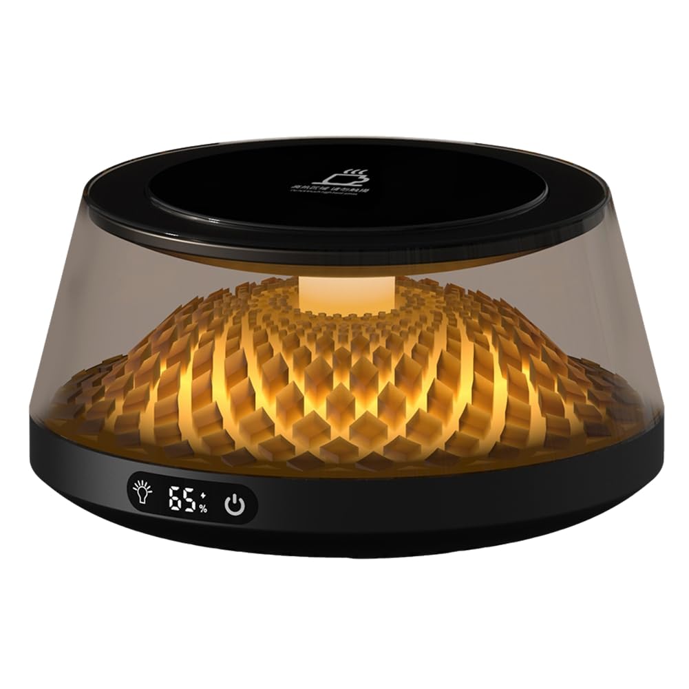 CTRLZS Coffee Cup Heater, Desk Coffee Heater, Electric Heater with Ambient Light, Beverage Milk Tea Heating Tray Black
