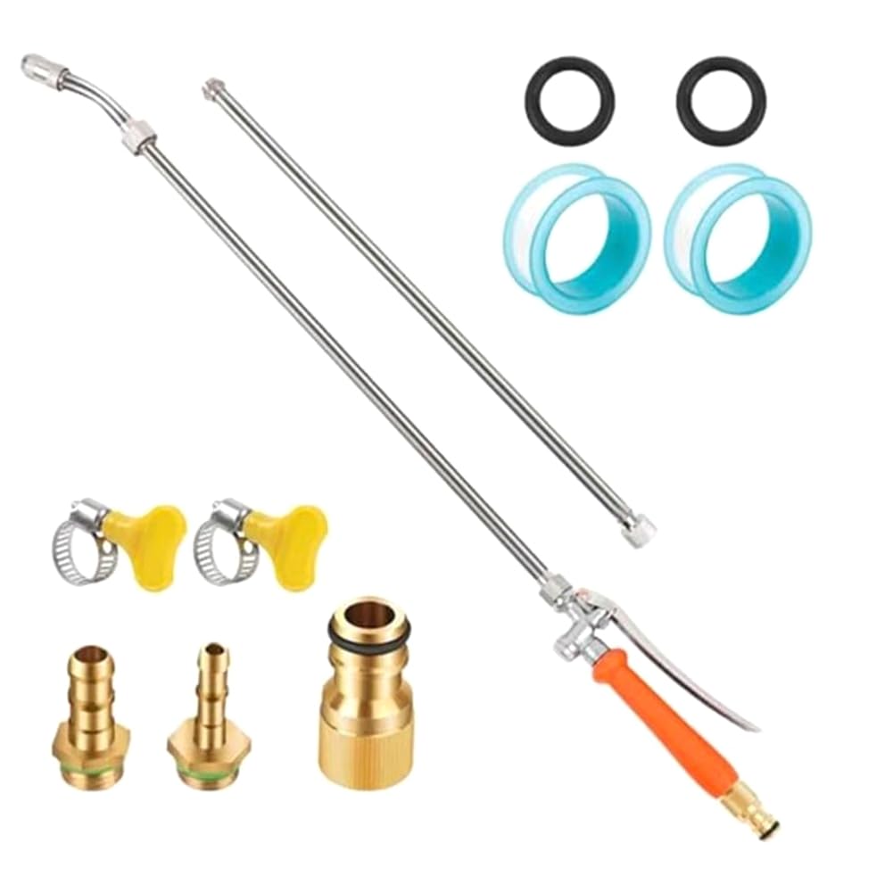 Aundhegrtt As Shown Stainless Steel Garden Kit Retractable Brass Barb Type Rod Built-In Shut-Off Valve
