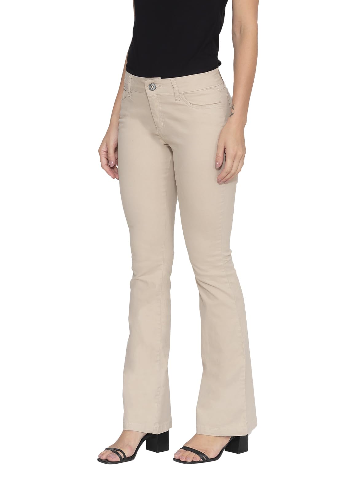 Essentials Womens High Waisted Flare Leg Twill Pants