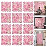 RIDDSEE 3D Flowers Wall Panel 15 * 15inch-12Pcs Artificial Flower Wall Background Silk Rose Mat for Home Party Wedding Backdrop Wall Decor Shop Photo Backdrop Floral Wall Arrangement