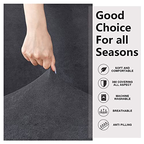 Image of ANARACHON Recliner Chair Covers Leather Like, 4 Pieces Recliner Cover for Recliner Chair, Soft Sofa Slipcover Furniture Protector Washable Sofa Cover for Pets Kids (Dark Gray)