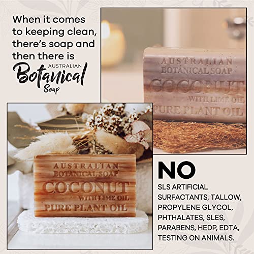 Australian Botanical Soap, Coconut With Lime Oil | Pure Plant Oil Soap | All Skin Types | Enriched With Shea Butter, 6.6 Oz, (187G) Bars - 8 Count #TOP2