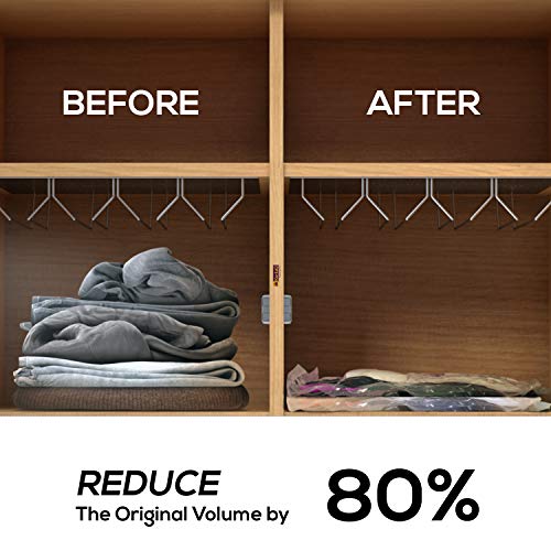 Image of ABOUT SPACE 6 Pcs Vacuum Bags for Travel with Pump-Reusable Packing Vacuum Storage Bags for Cloth with Ziplock,Space Saver Bags /Sealer Bags for Home 40X60,50X70,60X80,70X100,80X100,80X120