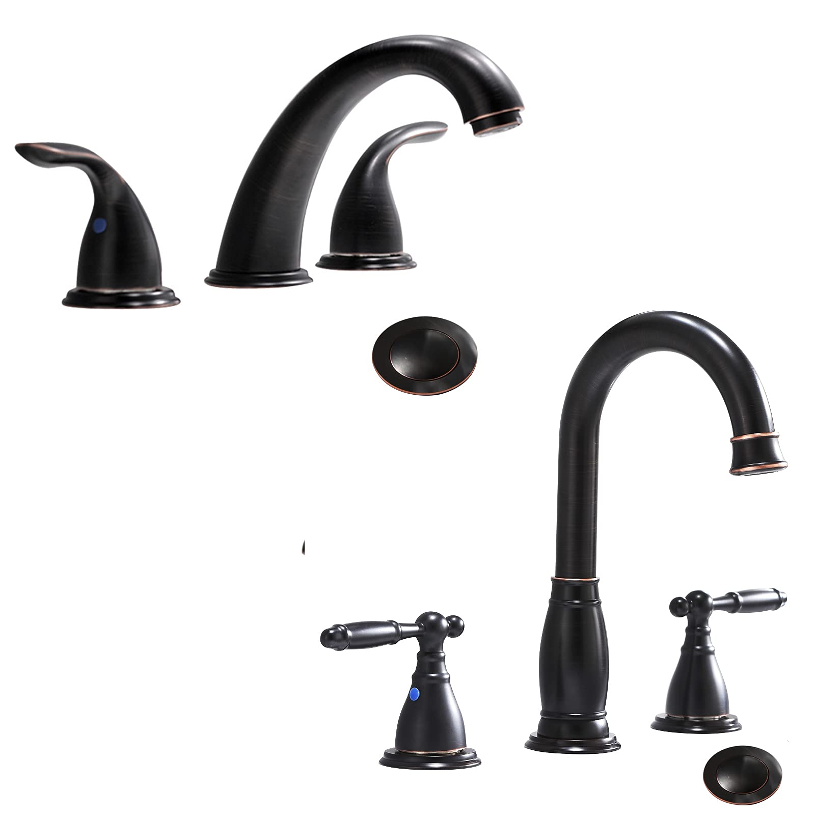 Sxithgkdw Bronze 2 Handle 3 Hole 8 Inch Widespread Bathroom Faucet With Pop Up Drain And Valve By, Oil Rubbed Widespread Lavatory Faucet