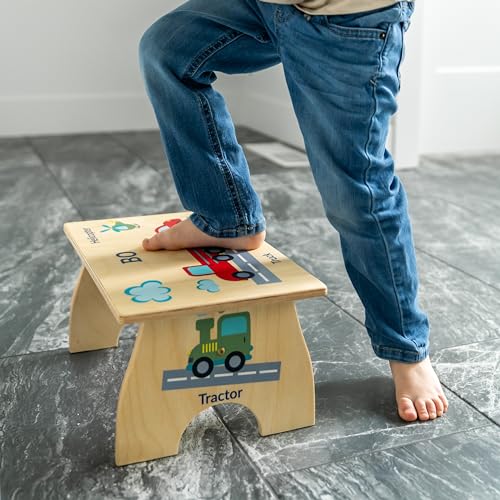 Tractor-Step-Stool-for-Toddlers-Personalized-Wood-Kids-Step-Stool-with-Name-for-Kitchen-Sink-Bathroom-Potty-Training-Toilet-Kitchen-Sink-Sturdy-and-Safe-Made-in-USA-by-BloomOwl-Tractor Tractor Step Stool for Toddlers Personalized Wood Kids Step Stool with Name for Kitchen Sink Bathroom Potty Training Toilet Kitchen Sink Sturdy and Safe Made in USA by BloomOwl Tractor