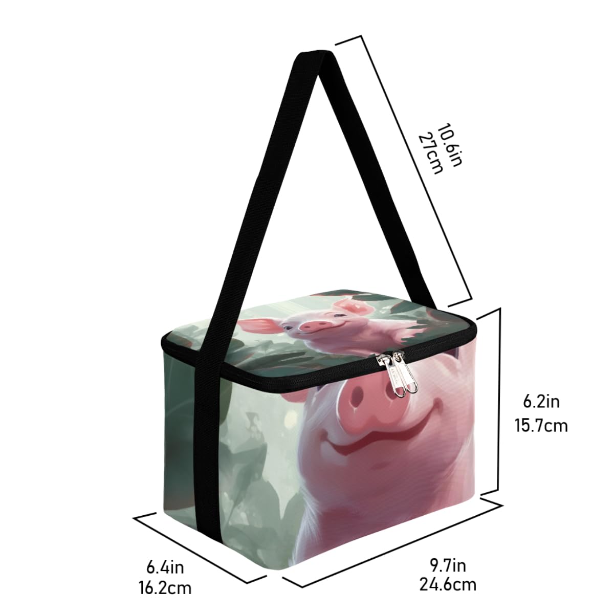 GzLeyigou Lunch Bags for Women Men 9 Cans,Cartoon Pig Hot & Cold Food Delivery Bag Insulated Grocery Bag Insulated Lunch Box Pig Cooler Bag for Office Work Picnic Beach