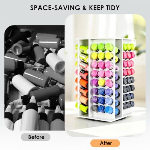 Image of Yrangee Acrylic Paint Organizer, 2 oz Craft Paint Holder Rack with 96 Holes, 360 Spining Craft Storage Organizer Tower for Apple Barrel, Desk Organizer