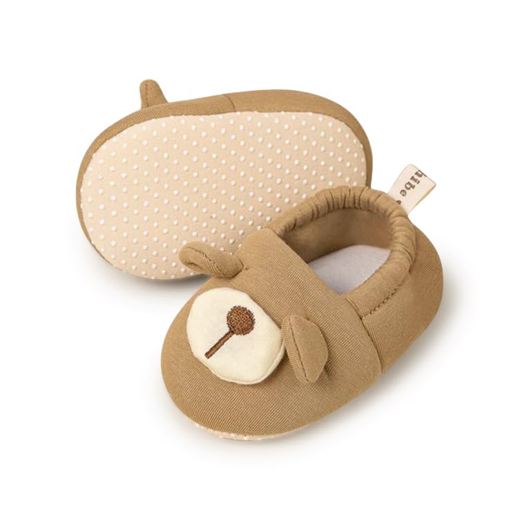 Image of Sawimlgy Newborn Infant Baby Boys Girls Cute Cartoon Slipper Soft Non Skid Sole Slip On House Animal Indoor Sock Shoes Crib Moccasins for New Walkers