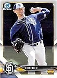 Eric Lauer baseball card rookie 2018 Topps Bowman Chrome #BCP18 (SD Padres now with Milwaukee Brewers)