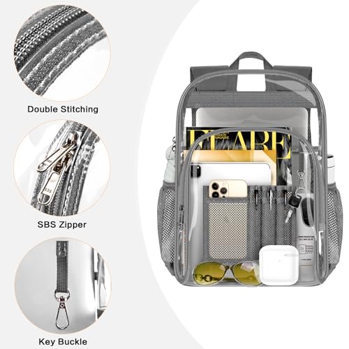 Image of PAMANO Clear Backpack, Heavy Duty Transparent Reinforced Bottom See Through for College, Travel Work Security