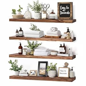 Floatingwallshelves4packrusticbrown16inchwoodenwallshelvesforstorageanddecormultifunctionalandeasytoinstallforlivingroombedroomandkitchen Urban Country Home Decor Floating wall shelves 4 pack rustic brown 16 inch wooden wall shelves for storage and decor multi functional and easy to install for living room bedroom and kitchen urban country home decor