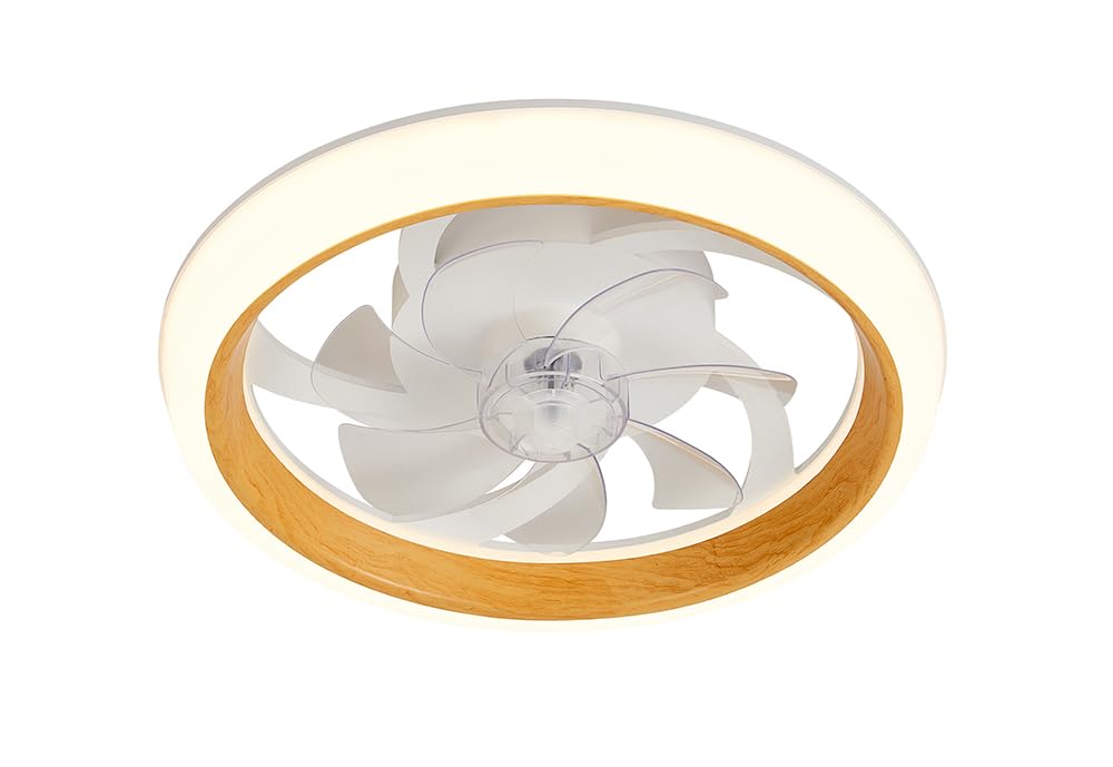 DUPI Ventilador de Techo con Luz LED TURBO AIR | Motor DC Silencioso 13W | 6 Velocidades | Control Remoto y App | Luz Regulable 3000K-6500K | Modo Invierno/Verano | PVC | Haya