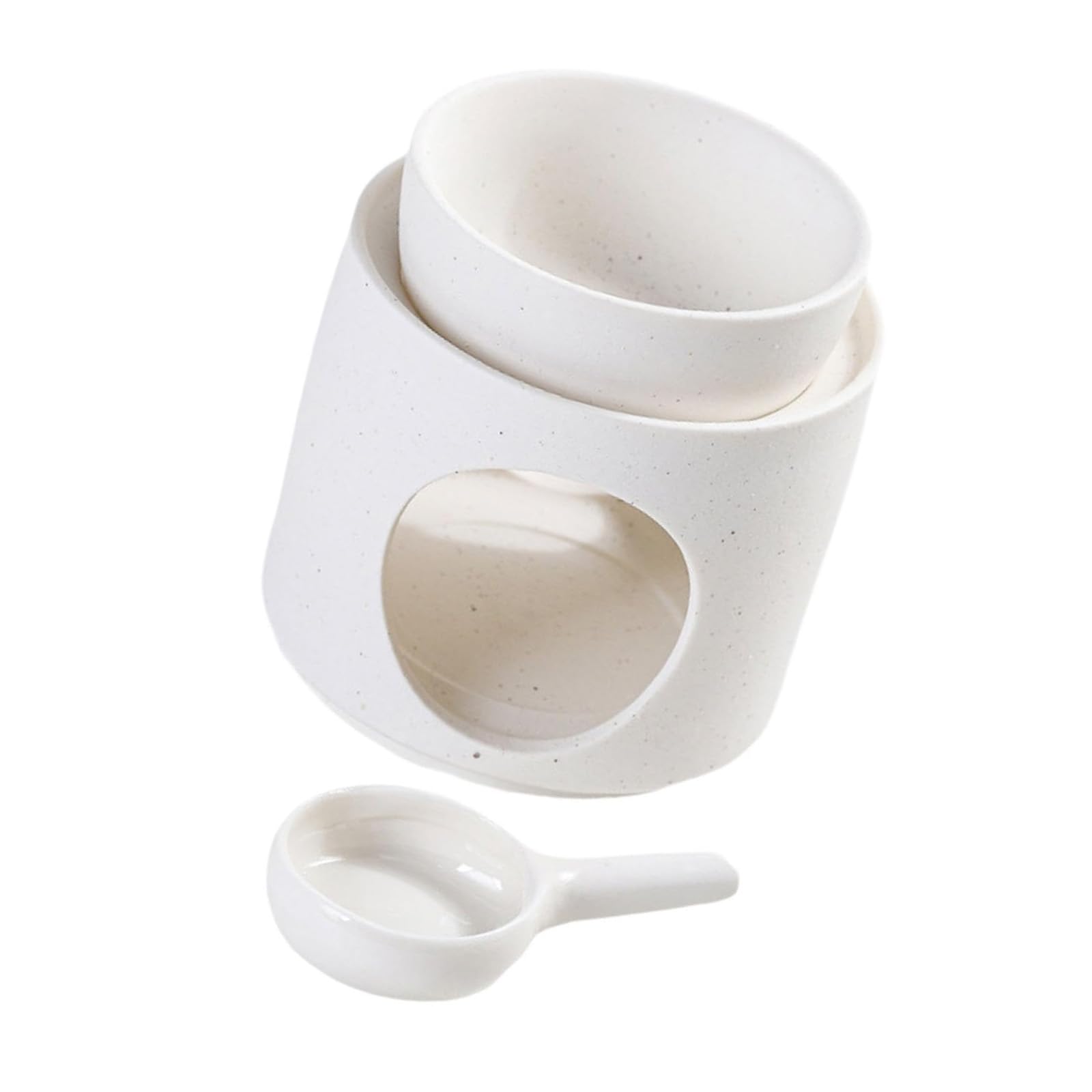 Decorative Cylinder Ceramics Aromatherapies Lamp Oil Burners with Bowl and Tealight Spoon Essential Oil Warmer Melter Removable Bowl