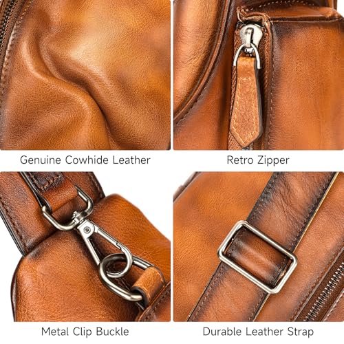 Womens Vintage Leather Sling Bag Crossbody Bag for Women with Metal Buckle, Adjustable Leather Shoulder Strap2