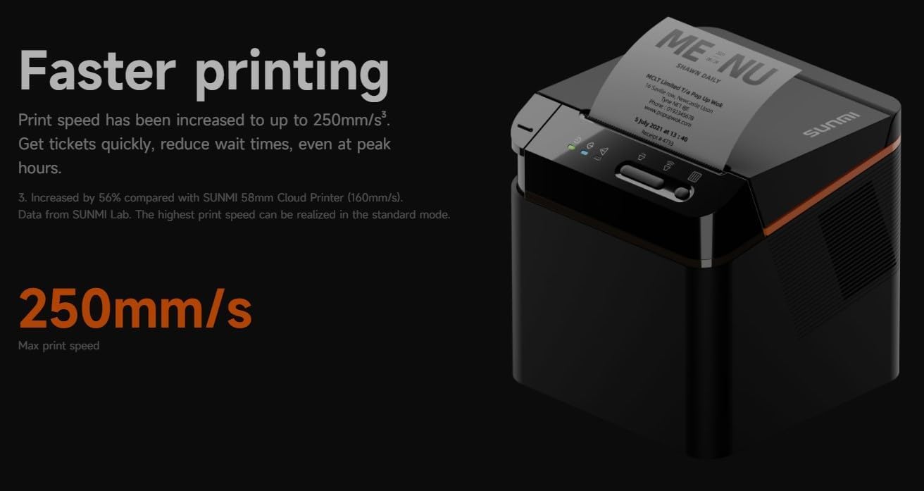 Sunmi NT311 80mm Kitchen Cloud Printer, Bluetooth, LAN, Wi