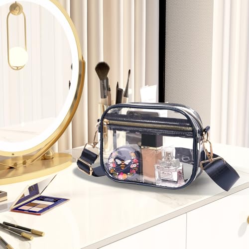 Image of Fibrdoo Clear Bag Stadium Approved, Leather Clear Crossbody Purse Bag for Concerts Sports Events Festivals