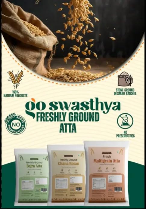 Image of Goswasthya MP sehore Sharbati Wheat Flour Freshly Stone Ground After Order | 100% Whole Grain Flour|250GM