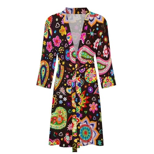 Paisley Flowers Funny Men's Robe Soft Lightweight Bathrobe Long-sleeve Spa Robes4