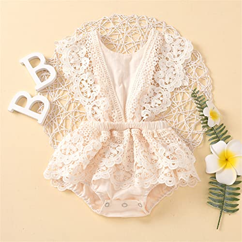 Engofs Baby Girl Boho 1st Birthday Romper Lace Floral Photoshoot Cake Smash Outfit2