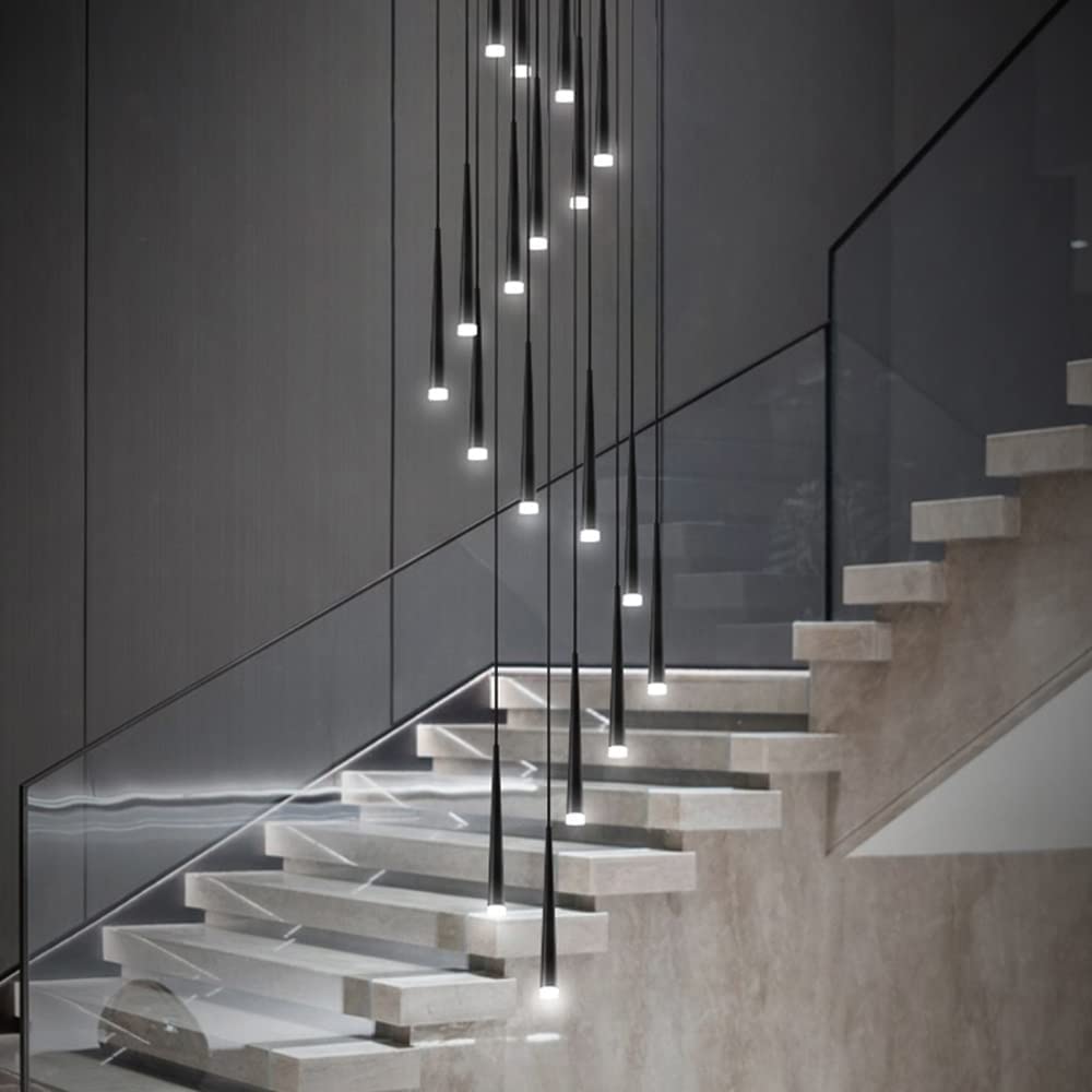 Luminaire d'escalier moderne LED salon suspension réglable 25 ampoules