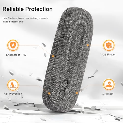 Image of Glasses Case Hard Shell Eyeglass Case with Cleaning Cloth Unisex Reading Hard Glasses Cases for Women Men