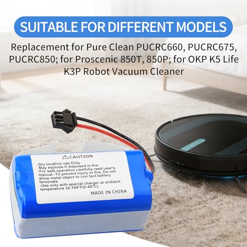 Image of 14.4V Vacuum Battery Replacement for iHome Autovac iHRV12-BLK iHRV10Y-BLK | iHRV11-BLK , iHome AutoVac Juno (2nd Gen Only) iHRV9-BLKS, NOVA S1 (2nd Gen Only) iHRVS1-3BLKS Robot Vacuum Cleaner 2800mAh