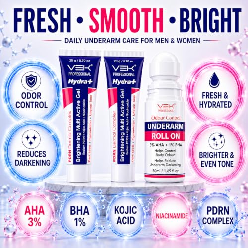 Image of VSK Professional Underarm Roll On with 3% AHA + 1% BHA & Brightening Multi Active Gel with PDRN, Alpha Arbutin & Niacinamide | Helps Control Body Odour & Improve Appearance of Dark Underarms | 50ml + 40g