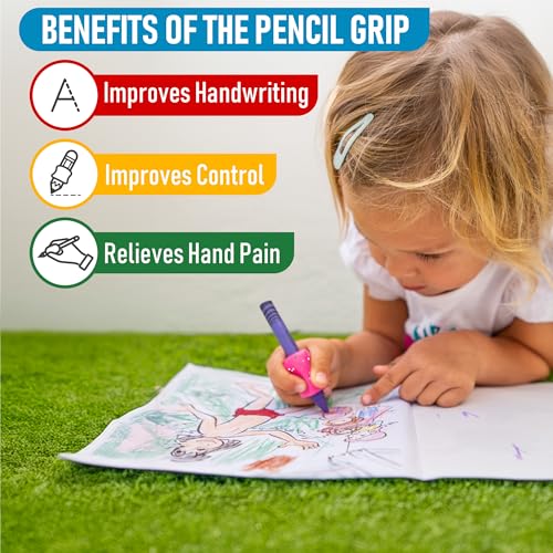 The Pencil Grip Glitter Pencil Grippers 6 Pcs, Pencil Grips for Kids Handwriting, Ergonomic Pen Grip for Righties & Lefties, Pencil Holder for Kids, Toddlers, Adults, Writing Tool with Finger Cushion