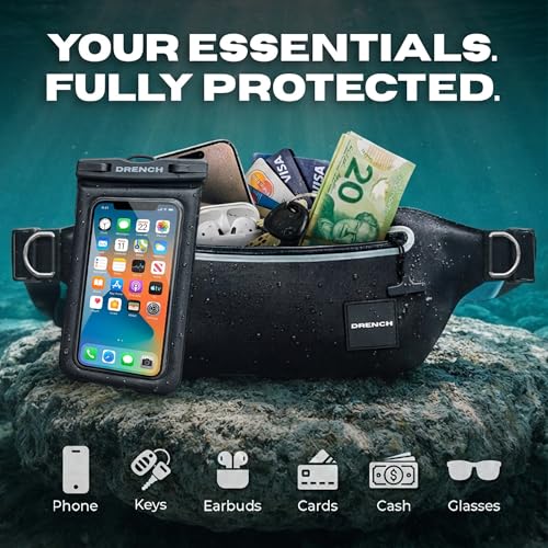 Image of DRENCH Waterproof Fanny Pack with Floating Phone Pouch, IPX8 Submersible Waist Pack Dry Bag for Swimming, Snorkeling, Kayaking & SUP, Waterproof Belt Bag for Beach, Travel & Water Sports