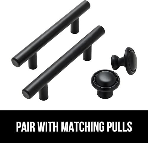 Miniatura 7 de Gorilla Grip Paquete de 10 pomos redondos duraderos de aleación de zinc negro de 1.25 pulgadas, tiradores de cajón resistentes al óxido y a los