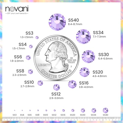 Image of Novani Crystal Rhinestones, Flatback Loose Gemstones 1440pcs Glass Rhinestones for Clothes Shoes Crafts Makeup Nail Art and DIY Decorations(SS16, Lavender)