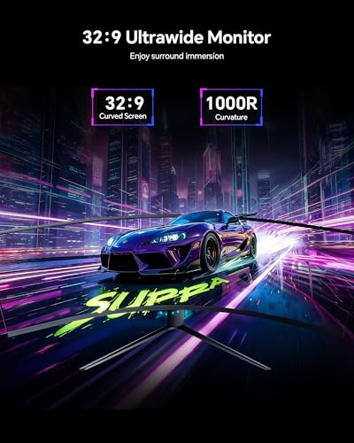 Image of KTC Ultrawide 49 In Curved Gaming Monitor, 5K2K 5120x1440 Computer Monitor DQHD, 180Hz, 32:9, HDR 400, 90W Type-C HDMI DP Port, Bulit-in KVM, Speakers, Adaptive Sync, Tilt Swivel Height Adjust, H49S66