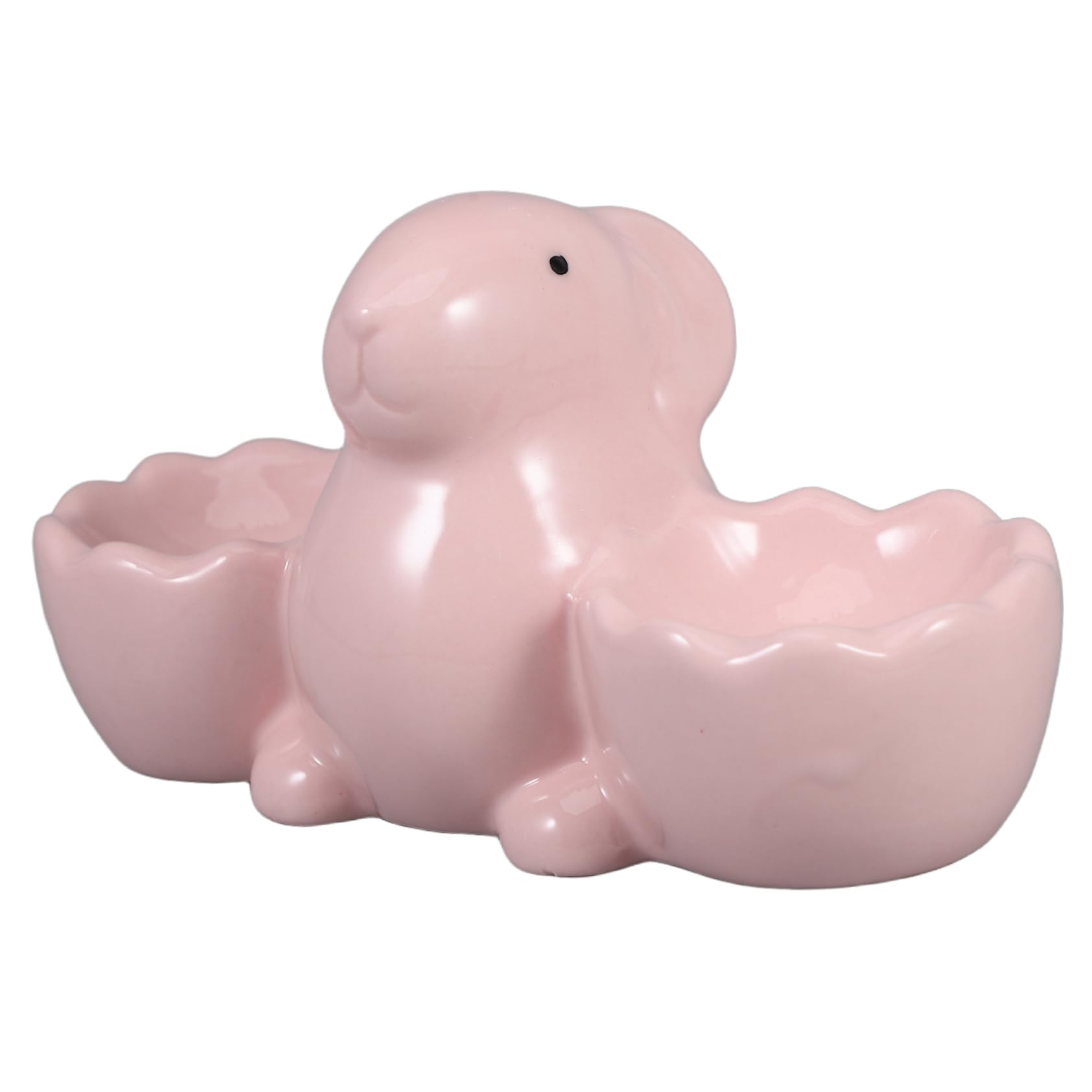SOLUSTRE Cute Ceramic Bunny Egg Cups Set Easter Decor Rabbit Egg Holders Porcelain Dish Home Decor for Breakfast