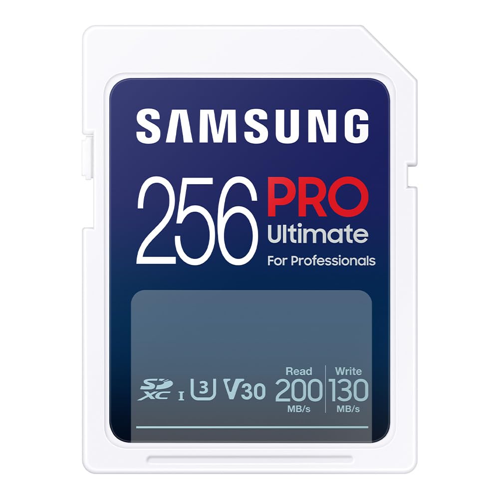 Samsung PRO Ultimate Scheda SD 256 GB, UHS-I U3, Full HD & 4K UHD, 200 MB/s di lettura, 130 MB/s di scrittura, scheda di memoria per fotocamera, PC, drone o action cam, incl. lettore di schede USB,