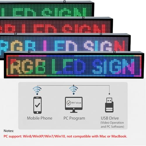 Image of Programmable Scrolling LED Signs WIFI Control for Businesse, P10 Outdoor Sign Custom Message Board Digita Display Advertising Screen, RGB Full Color High Brightness Led Signage 39 inchX8 inch