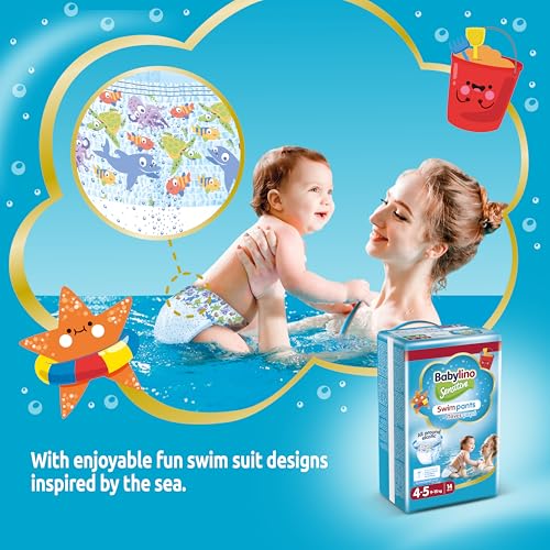Babylino Sensitive Swim Pants, Windeln für Meer und Pool, Größe 4-5 (9-15 kg), 14 Stück