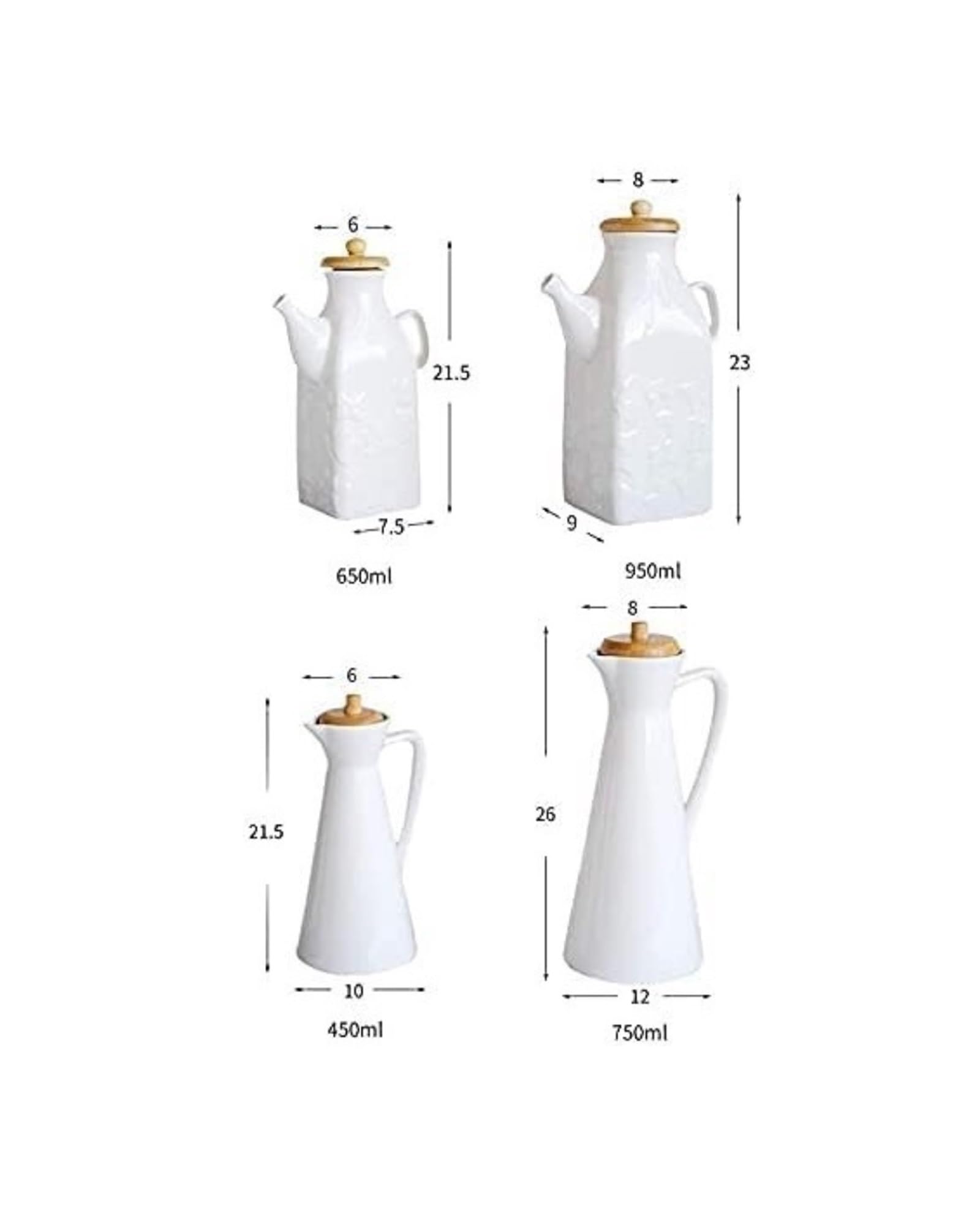 Dispensador de Aceite y vinagre, Botella de Aceite de 750 ml, de cerámica Blanca, para vinagre y Salsa de Soja, para Cocina, condimentos líquidos.