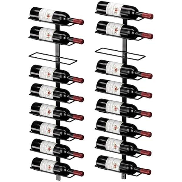 TJ.MOREE Stojak na wino montowany na ścianie, ścienny stojak na wino na 18 butelek wina, drewniane stojaki na wino na ścianę, uchwyt na wino, montowany na ścianie, stojaki na butelki wina do kuchni