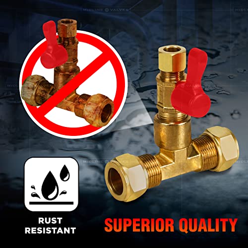 Image of Midline Valve EXW38-OM Dishwasher Shut Off Valve; 5 /8 in. Comp x 1 /2 in. SWT x 3 /8 in. Comp; Cast Brass