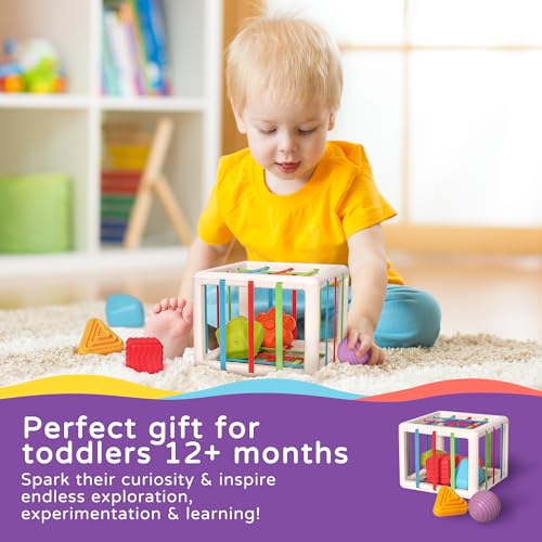 Image of LiKee Montessori Toys for 1 Year Old Multi Sensory Shapes, Toddler Developmental Learning Birthday Gifts, Baby Toys 12+ Months (Activity Cube)