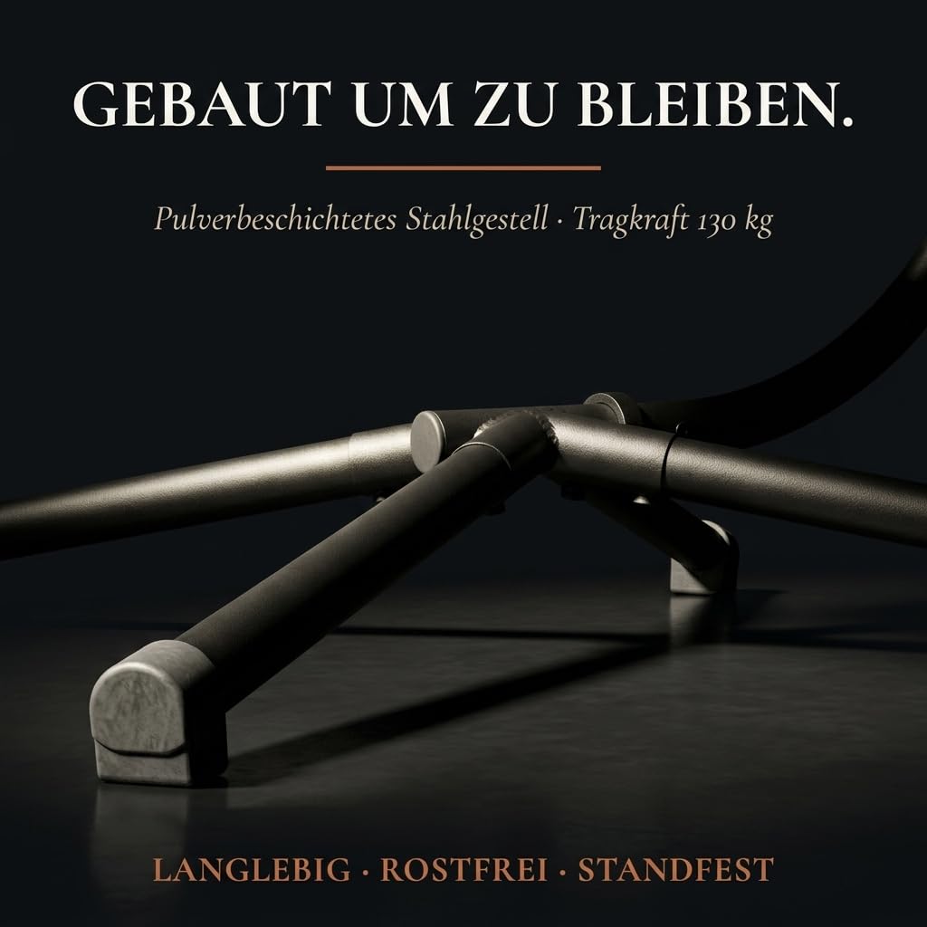 ONBEST Hängesessel mit Gestell – 360° Hängestuhl, Grau | Klappbarer Hängekorb mit Polster, Schutzhülle und 130 kg Belastbarkeit – für Garten, Balkon, Wohnzimmer, Outdoor & Indoor