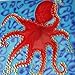 Octopus Hand Painted Ceramic Art Tile 6x6 inches with fiberboard Back