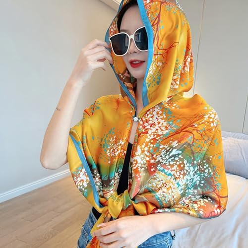 Silk Scarf Oil Painting Flower Printed Tree Pattern Colorful Artistic Style Large Long Scarf Warm Shawl Stole Wrap2