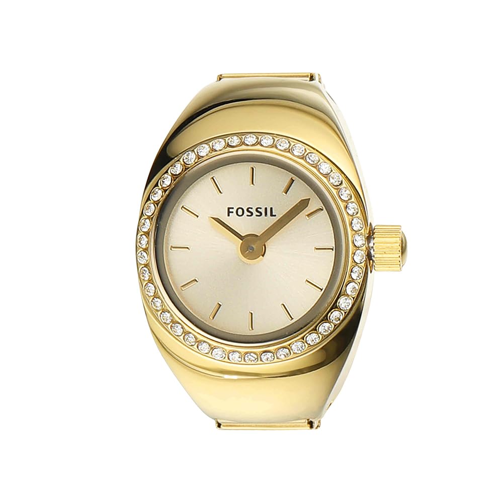 Fossil damski zegarek Ring, kwarcowy mechanizm dwukierunkowy z paskiem ze stali szlachetnej